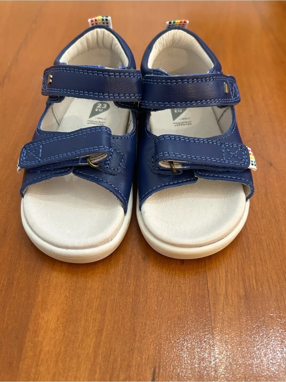 NWOB Bobux I-Walk Rise Leather Sandals - Navy Unisex Kids Shoe Size EU 23 US 7